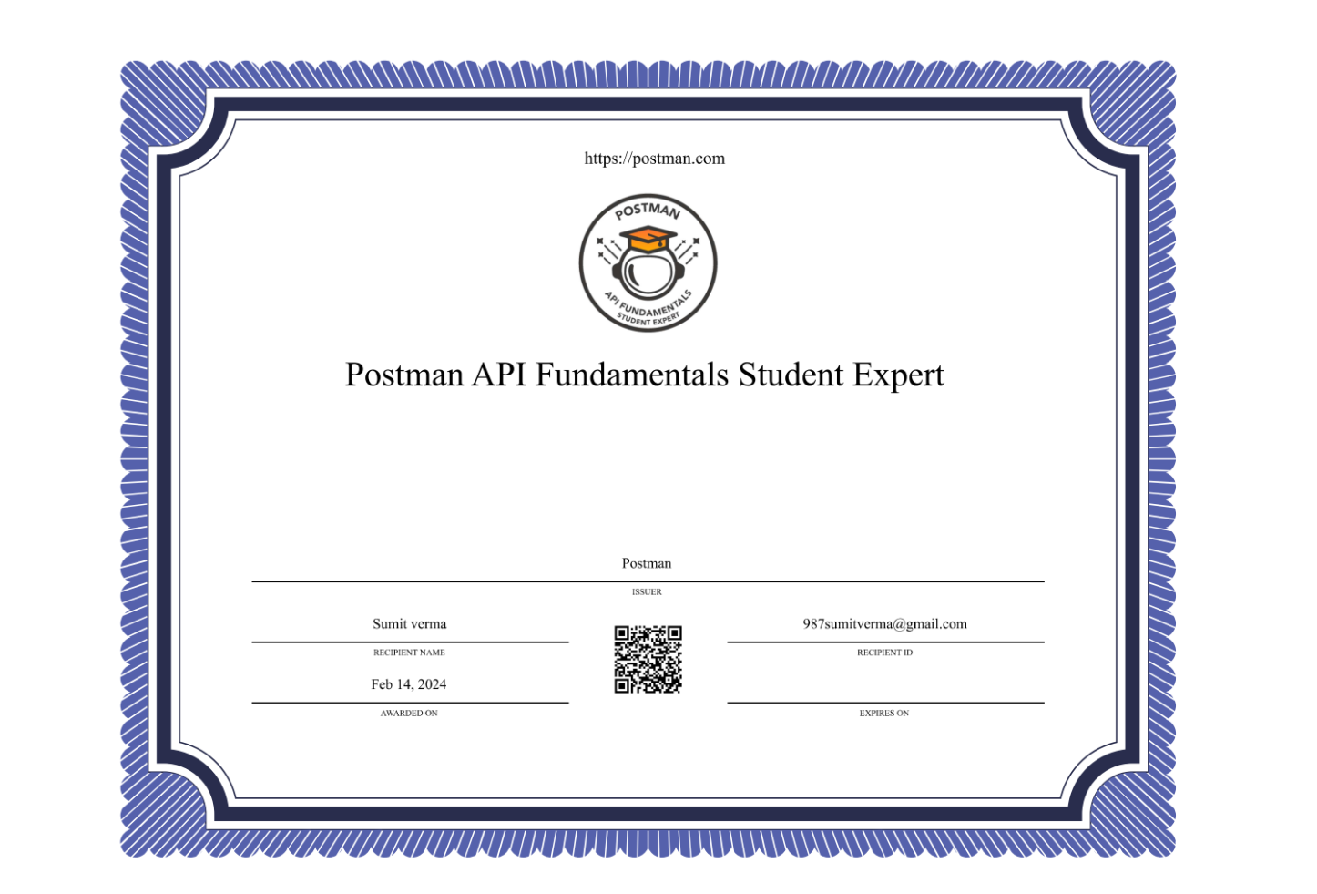 Postman API Certificate